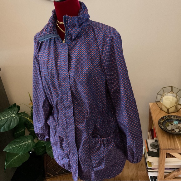 Tory Burch Casey Anorak Jacket Blue Orange Size M - Picture 3 of 11